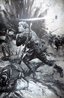 Private W. Cheetham (1st Btn. Shropshire Light Infantry) bringing up fresh supplies of bombs under very heavy fire at the crater at Hooge - August 9th 1915. For his most gallant conduct, he was awarded the DCM. Deeds That Thrill The Empire - Page 314. E. Smythe Private W Cheetham bringing up fresh supplies of bombs