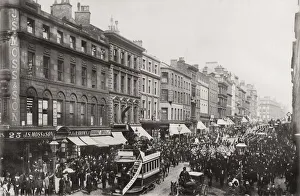 Cityscape Prints: Procession down a busy London street, c. 1890
