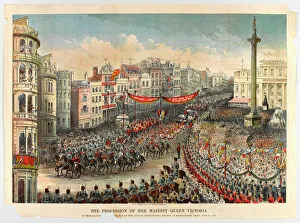 Images Dated 2nd April 2012: The Procession of HM Queen Victoria in Trafalgar Square