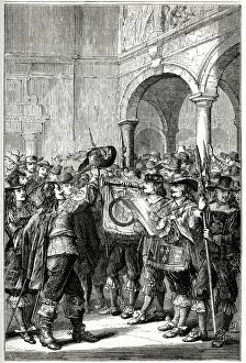 Herald Collection: Proclamation of naval war with Holland before the Royal Exchange, City of London