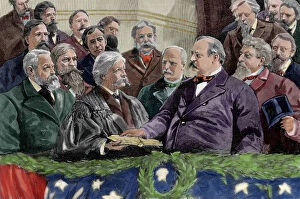 Images Dated 2nd January 2013: Proclamation of President Grover Cleveland (1837-1908). Engr