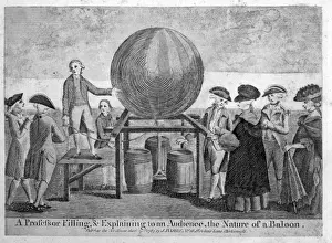A professor explaining to an audience the nature of a balloo