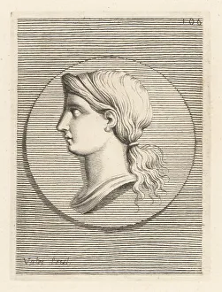 Guillaume Vallet Prints: Profile bust of an unknown Roman woman