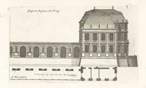 Louis Le Vau Prints: Profile of the Chateau du Raincy