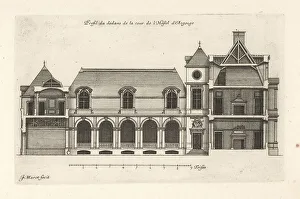 Blueprint Prints: Profile of the courtyard in the Hotel de Carnavalet, Paris