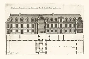 Blueprint Prints: Profile of the courtyard in the Hotel de Liancourt, Paris