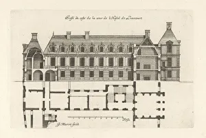 Blueprint Prints: Profile of the courtyard side of the Hotel de Liancourt, Paris