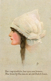 Plait Gallery: Profile of Dutch girl in a white cap