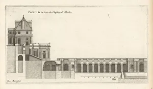 Blueprint Prints: Profile of the Grotto of Chateau Meudon