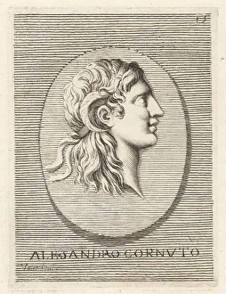 Profile portrait of Alexander the Great with horns of Ammon