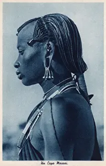Extended Prints: Profile portrait of a beautiful Masai woman - Kenya