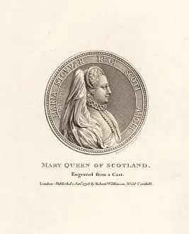 Abdication Prints: Profile portrait of Mary, Queen of Scots (1542-1587)