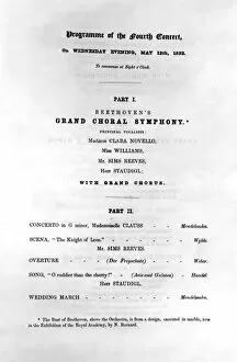 Programme for Beethovens grand choral symphony, 1852