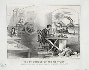 Steam Boat Gallery: The progress of the century - the lightning steam press, the