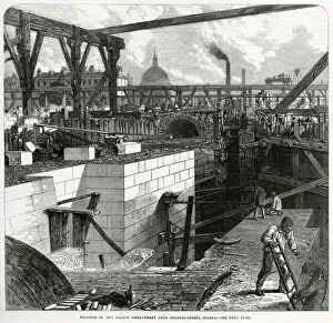 Images Dated 28th May 2019: Progress on Thames Embankment 1866