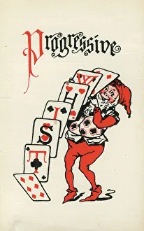 Progressive Whist playing cards scorecard, Pixie or Elf