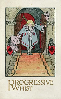 Progressive Whist playing cards scorecard, servant bowing