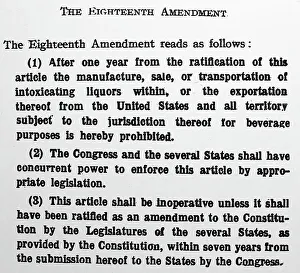Prohibition Prints: Prohibition message, the Eighteenth Amendment