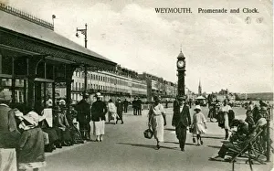 Dorset Prints: Promenade & Clock, Weymouth, Dorset
