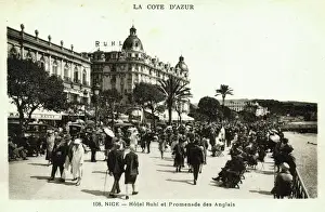 Nightlife Prints: The Promenade des Anglais, Nice, France, showing the Hotel