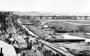 Images Dated 8th November 2018: Promenade and piers, Blackpool early 1900's