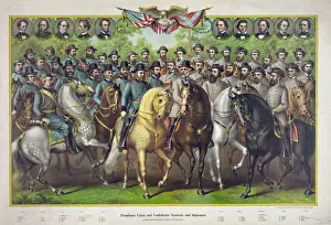 Statesmen Prints: Prominent Union and Confederate generals and statesmen as th