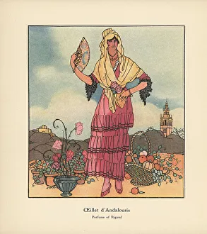 Perfumery Prints: Promotional art for Oeillet d'Andalousie, Perfume of Rigaud