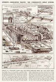 Images Dated 29th March 2021: Proposals for Charing Cross Bridge by G. H. Davis 1926
