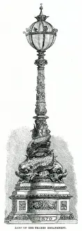 Posts Prints: Proposed design published in The Illustrated London News for the cast-iron decorative street lamps that would align