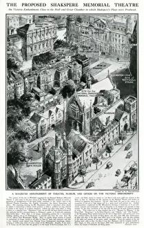 Proposal Prints: Proposed site of Shakespeare Memorial Theatre in London 1924