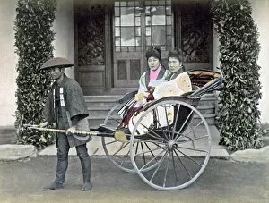 Prostitutes in a rickshaw, Japan, circa 1880s