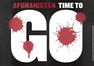 Images Dated 15th October 2013: Protest placard printed with ?Afghanistan time to go?