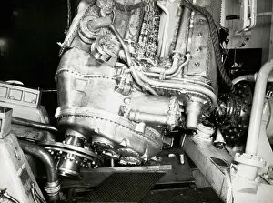Acton Collection: Prototype Deltic engine after the failure of the crane cable