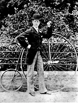 Cyclist Prints: Proud owner and his penny farthing bicycle
