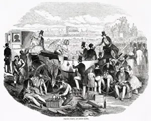 Racegoers Prints: Provident racegoers enjoy a picnic between races at the Ascot meeting Date: 1844
