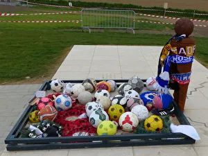 Anniversaries Collection: Prowse Point St Yvon Christmas Memorial Area with footballs