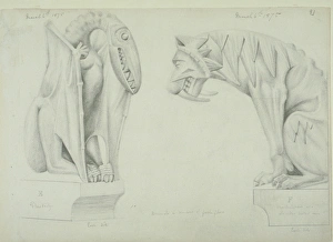 Archosaur Collection: Pterodactyl and scimitar-toothed lion design