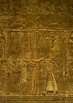 Ptolemaic temple of Hathor and Maat. Horus and Anubis. Reli