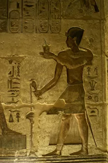 Ptolemaic temple of Hathor and Maat. Pharaoh making offering