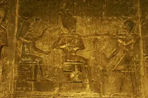 Hathor Prints: Ptolemaic temple of Hathor and Maat. Pharaoh making an offer