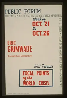 Public forum - Eric Grimwade, journalist and commentator, wi