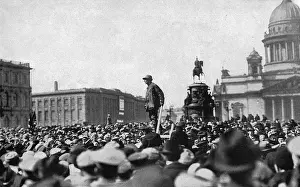 Public gathering in street during Revolution, Russia