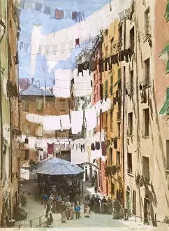 Hanging Prints: Public laundry of St. Brigida, Genoa, Italy