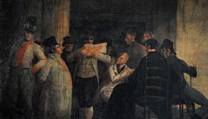 Galdiano Prints: Public Reading at the Cafe de Levante in Madrid