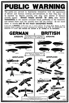 Warning Prints: Public warning poster identifying enemy & friendly aircraft