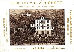 Pension Prints: Publicity Card, Pension Villa Righetti, Locarno, Italy