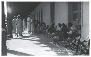 Handmade Prints: Pueblo Indians selling crafts, Santa Fe, New Mexico, USA