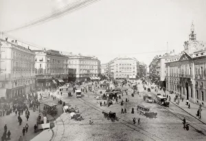 Cityscape Prints: The Puerta del Sol, public square in Madrid, Spain