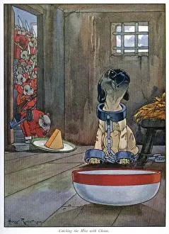 Chained Prints: Pug Peter -- chained dog in prison cell