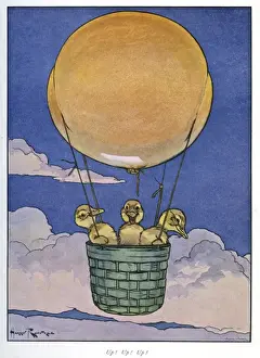 Duckling Prints: Pug Peter -- ducklings in a balloon